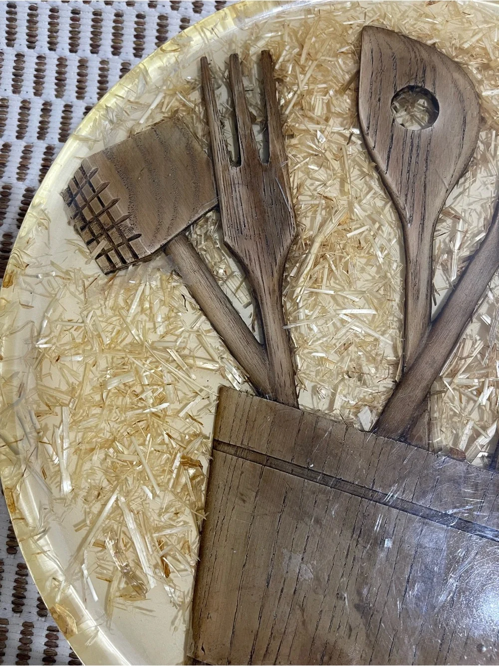 Vintage -Y2K Wooden Kitchen Utensil Lazy Susan   - Brown